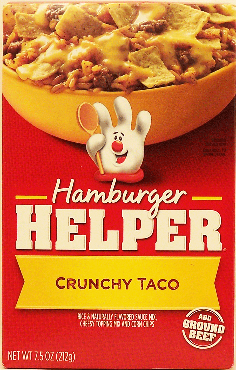 Betty Crocker&nbsp;Hamburger Helper&nbsp;crunchy taco; sauce mix, corn chips, rice & cheese topping mix, 5 1-cup servings add hamburger Full-Size Picture